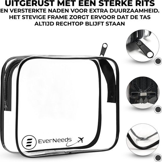 EverNeeds Trousse de toilette - Transparent - Femmes et hommes - Organisateur - 2 pièces