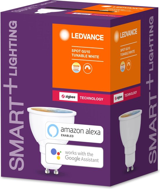 LEDVANCE Lampe à réflecteur LED - Socle : GU1- - blanc réglable - 27--...65-- K - 5 W - dépoli - SMART+ Spot GU1- blanc réglable