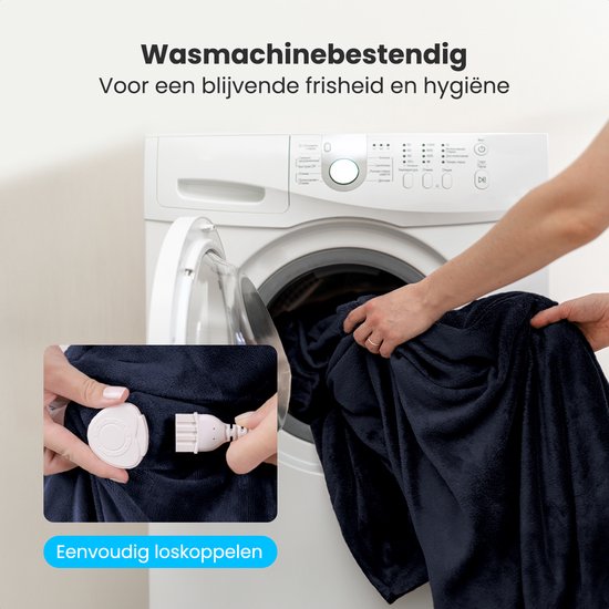 Couverture électrique Auronic - Couverture chauffante - Polaire Sherpa - 9 niveaux de chaleur et minuterie - Couverture - 200x180 - 2 personnes - Bleu