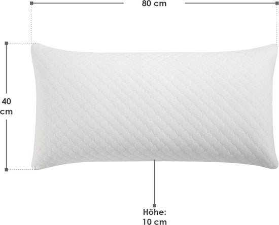 Juskys 2 Pieces Oreiller de tête / Oreiller de sommeil / Oreiller - 40 x 80 cm - Mousse à mémoire de forme