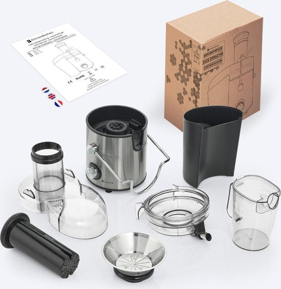 Centrifugeuse - KitchenBrothers - Extracteur de jus - Fruits et légumes - 1100ml - 800W - Noir