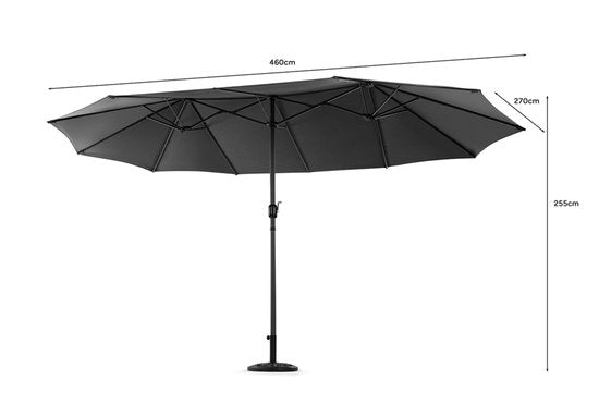 Hortensus - Parasol double avec housse de protection - Parasol double 460 x 270 x 255 cm – Noir