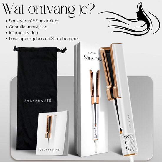 Lisseur & Sèche-Cheveux - Sansbeauté® - 2-en-1 - 80°C à 140°C - Souffle froid - Blanc