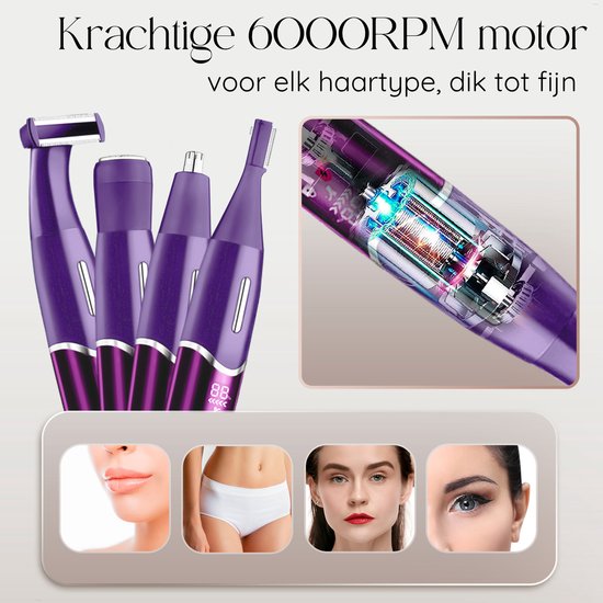 Tondeuse bikini 4 en 1 - Sansbeauté® - Visage - Aisselles - Jambes - Maillot - Tondeuse à sourcils - Epilation visage femmes - Zone intime - Ladyshaves Bikini - Epilateur électrique