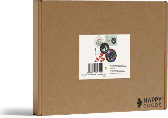 Happy Goods Kit de broderie fleurs et oiseaux - Kits de broderie adultes - Set de 3 broderies - Hobby et loisirs créatifs - Broderie
