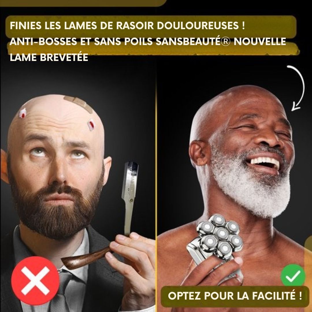 Rasoir 6 en 1 pour hommes - Sansbeauté - Tondeuse - SkullSharp MAX - électrique pour le visage et la tête - gris