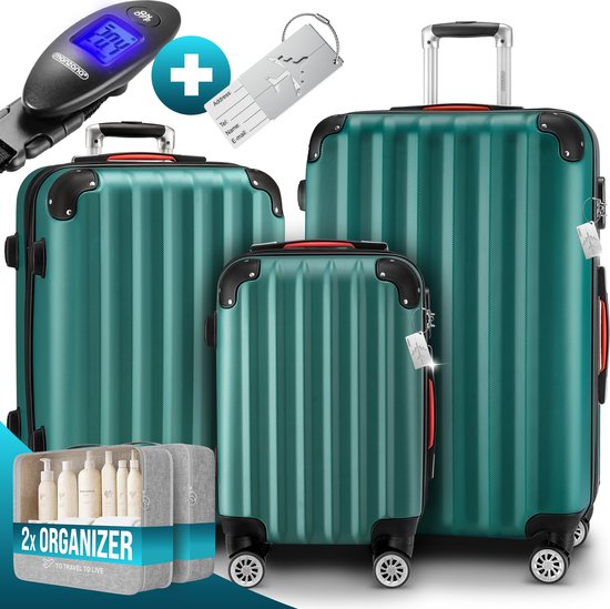 MONZANA Set de valises - Valise M L XL 3-pièces Hardcase Hand Luggage - Vert