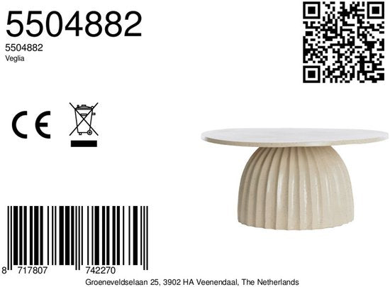 Light & Living Table basse ronde Veglia 70cm - Sable