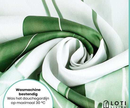 Loti Living Rideau de douche anti-moisissure - Strelitzia - Anneaux inclus - Imperméable - Polyester - Rideau de douche 180x200 cm