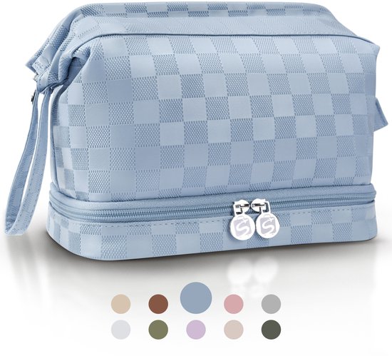 Skycases Travel Essentials - Trousse de toilette et de maquillage - Imperméable et compacte - Convient pour le voyage et l'usage quotidien - Unisexe - Bleu clair
