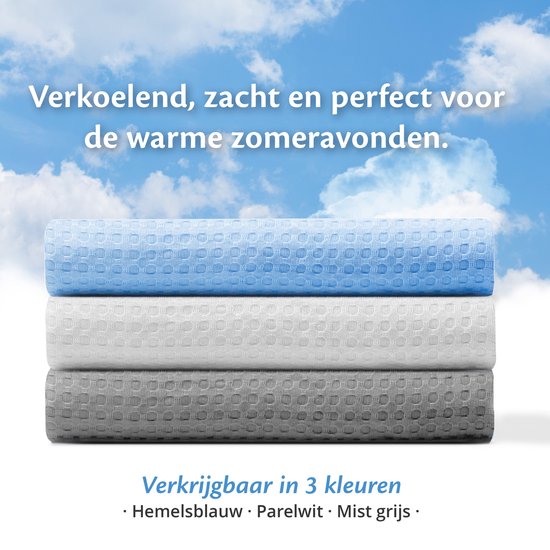 Ella® Couverture rafraîchissante 200x200 cm - 100% Bio-Tencel - Couverture auto-refroidissante - Couverture rafraîchissante - Couette d'été - Bleu ciel