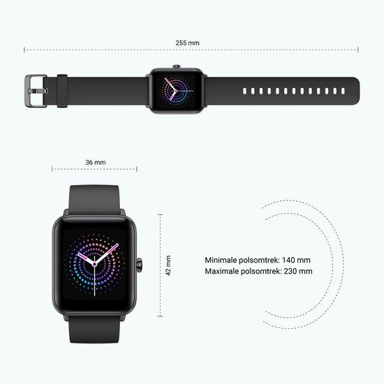 MAOO BOOST Smartwatch - Waterproof - Smartwatch homme - Smartwatch femme - Podomètre - Montre - Cadeau Sinterklaas - Noir