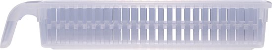 Organisateur de réfrigérateur 1.58L - 35 x 7.5 x 6 CM - Bac de rangement pour réfrigérateur avec poignée - Lavable au lave-vaisselle - Organiser le réfrigérateur et les placards de la cuisine - Plastique - Transparent