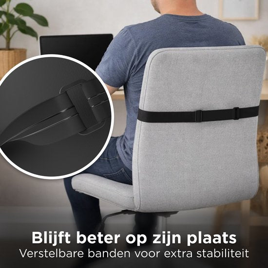 CozySense® Back Support - Coussin lombaire réglable - Coussin lombaire pour la voiture, la chaise de bureau, le lit et le canapé - Ergonomique - Avec Coolgel - Fermeté ferme - Housse lavable