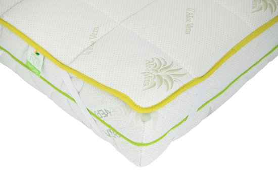 Protège-matelas Aloe Vera - Vitality Pur - Confort supplémentaire et protection du matelas - 160x200 cm - Blanc et jaune