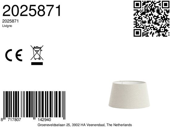 Light & Living - Abat-jour LIVIGNO - 25x20.5x14cm - Gris