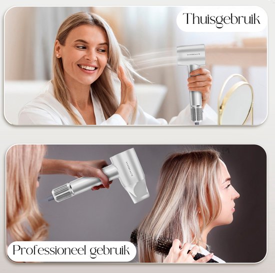 Sansbeauté® Sèche-cheveux avec diffuseur - Boucles - 110 000 tr/min - Sèche-cheveux ionique avec brosse - 3 étapes - 3 accessoires - Sèche-cheveux de voyage - Coolshot - Sèche-cheveux avec diffuseur - Sèche-cheveux - 2000W - EssentiaPRO®.
