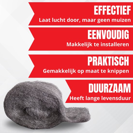 Steelwool Mice Premium Mice Steelwool - 3,5 Meter - 210 Gram - Mouse Mesh - Mouse Repellent - Incl. Scissors