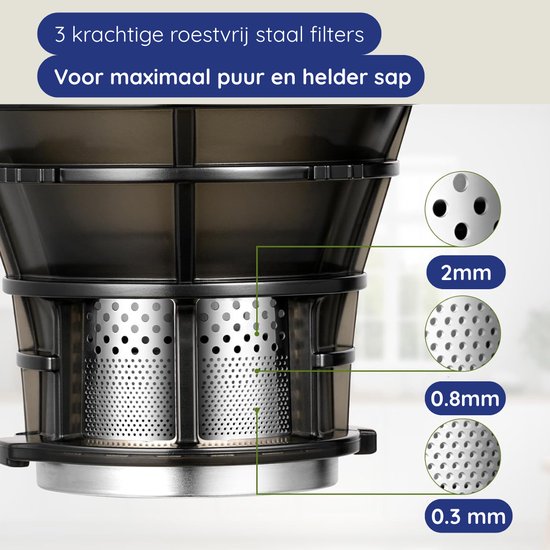 Safecourt Kitchen Juice Extractor - Extracteur de jus lent pour fruits et légumes - Ouverture de remplissage XXL - Moteur puissant - Noir