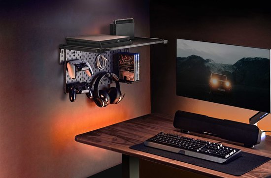 DMV - Etagère pour médias - rangement pour médias - pegboard - noir