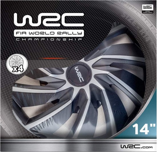 Enjoliveurs WRC 14 pouces - argent/noir - 4 pièces