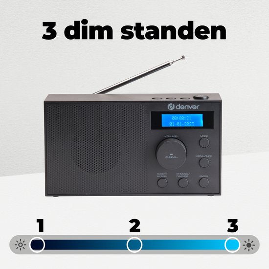Denver DAB Radio - Radio DAB+/ FM - 40 stations préréglées - Radio-réveil - DAB51B