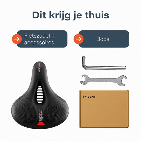 Selle vélo unisexe - Ergonomique - Avec suspension - Selle vélo - Selle gel - Vélo de course - Vélo de montagne - Femme - Selle - Accessoires - Selle jupe femme - Porte-vélos - Rail de selle - Noir - Proskill