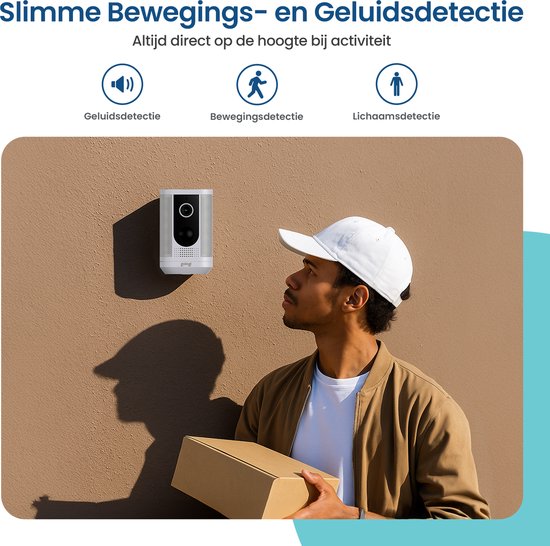 Gologi Solar Pro Caméra de sécurité extérieure - 5200 mAh - Vision nocturne - Détection de mouvement - Caméra de surveillance - Panneau solaire - Sans fil - USB-C - WiFi et App - Blanc