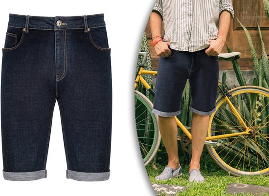 Milanoro - Short en jean stylé pour homme - Noir-bleu - XXL