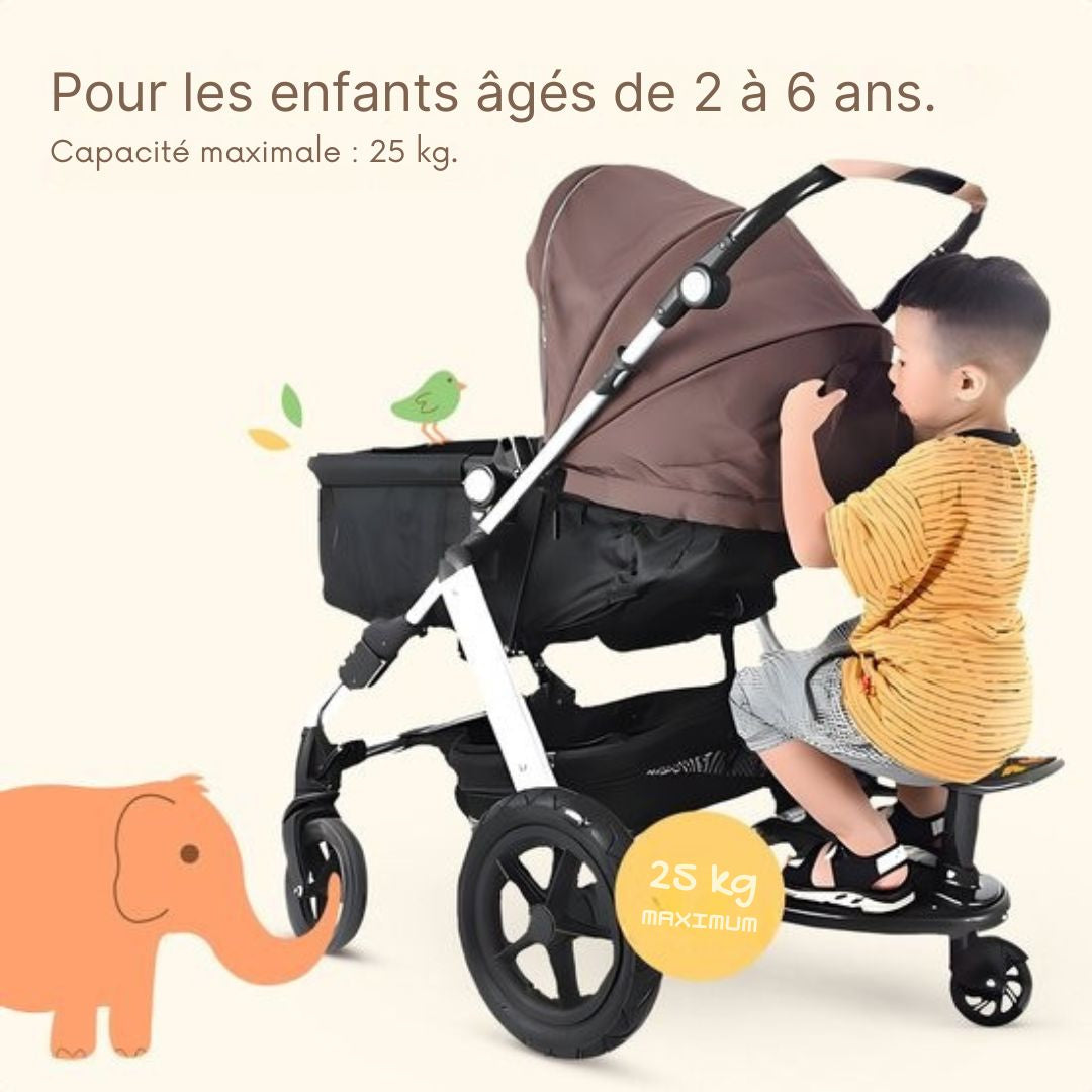 Planche à roulettes Merkloos Safari - Roue unique - Pour axe horizontal d'au moins 23 cm - Diamètre max. 2,5 cm - Maniable et universelle - Idéale pour les tout-petits - Plastique noir et métal