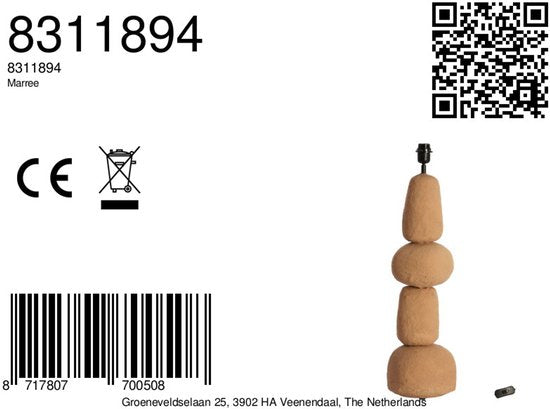 Light & Living Lampe à poser Marree - Papier Maché - 72cm - excl. abat-jour