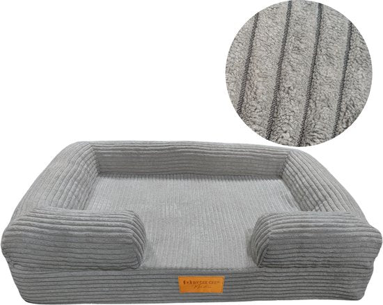 By Cee Cee Panier orthopédique pour chien - Coussin orthopédique pour chien - Lit pour chien - Tissu côtelé - Pour petits chiens - Gris foncé - 80x55