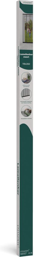 O'DADDY® Fly Curtain Slat Screen - 118x260 cm - Rideau de porte - Porte - Design ajustable - Fibre de verre - Moustiquaire de porte noire