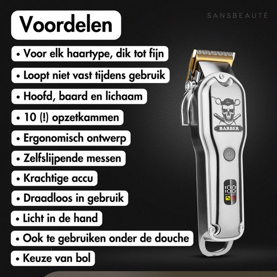 Tondeuse professionnelle sans fil - Tondeuse à cheveux pour hommes - Cheveux - Tondeuse à cheveux - Machine à cheveux pour coiffeurs - Tondeuse à cheveux - Tondeuse à barbe - Appareil de coupe - Barber Hair Clipper - Hairdresser Trimmer - Barber Set