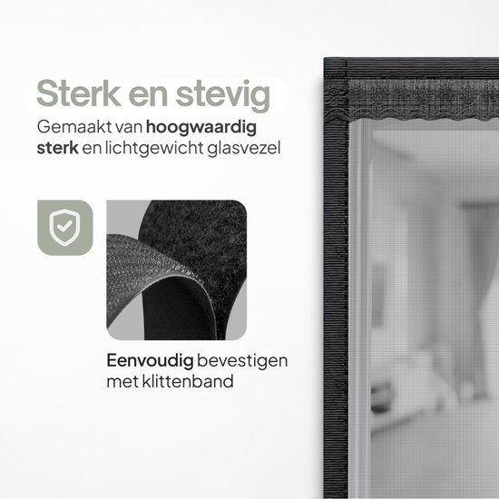 O'DADDY® Rideau de porte Deluxe FIBER - Rideau anti-moustiques magnétique - Pour les nouvelles constructions et les portes standard - Installation facile - Moustiquaire de porte noire - 184x260 cm