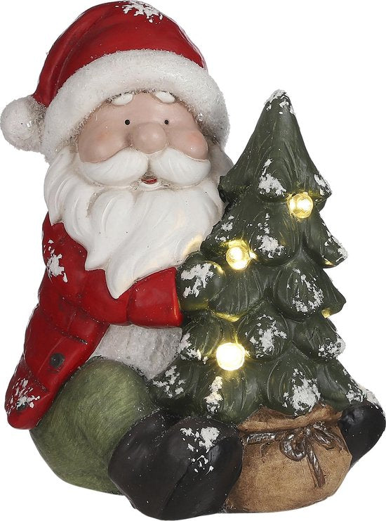 Maison des Saisons Statue du Père Noël avec lumières - L22.5 x L21.5 x H25.5 - Rouge