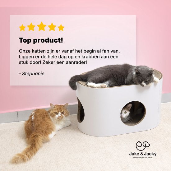 Jake and Jacky Scratching Cardboard for Cats - Maison pour chat en carton - Scratching Post en carton - Panier à gratter - Planche à gratter - Meuble à gratter - Tapis à gratter en carton - Panier pour chat - Lit pour chat - 60x34x34cm