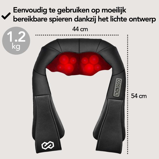 Infinity Goods Wireless Shiatsu Massage Cushion - Electric - Neck, Shoulder and Back - Heat function - 8 Massage heads - Massager