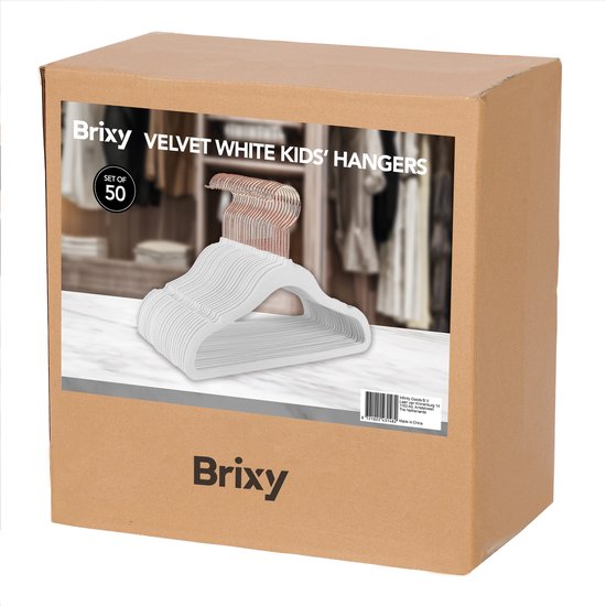 Brixy 50 Baby Porte-manteau - Blanc - Porte-manteau enfant - Porte-manteau velours - Barre à pantalons
