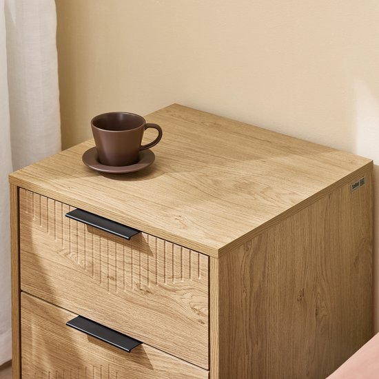 SoBuy Table de chevet avec 2 tiroirs, table d'appoint pour chambre ou salon, naturel, 40 x 42 x 47 cm FBT166-N