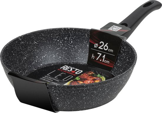 Resto Leo Casserole - Ø26 cm - Aluminium forgé - Revêtement antiadhésif Pfluon 4 couches - Plaque à induction - Convient au four jusqu'à 200°C (sans poignée)