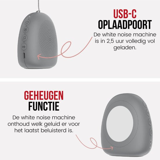 Machine à bruit blanc - Aide au sommeil - Bruit blanc - Aide au sommeil de bébé - Goutte - Gris