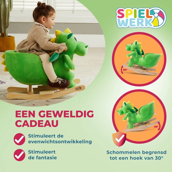 Spielwerk Fauteuil à bascule enfant dino avec ceinture de sécurité
