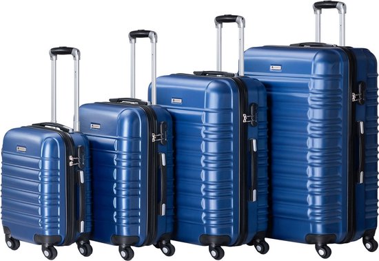 Set valise à roulettes Rome - Juskys - 4 pièces - Bleu