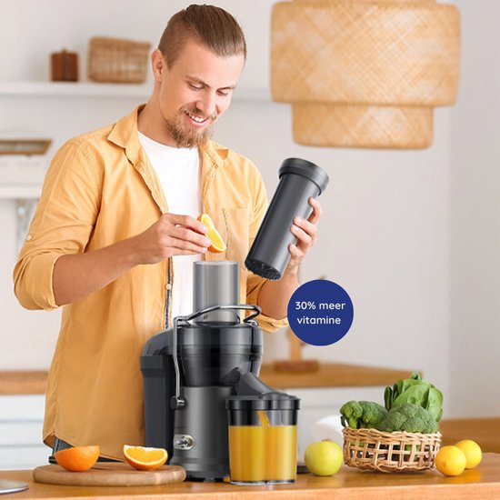 Extracteur de jus pour fruits et légumes Safecourt Kitchen - Grande ouverture de remplissage - 3 vitesses - 1200 watts - noir