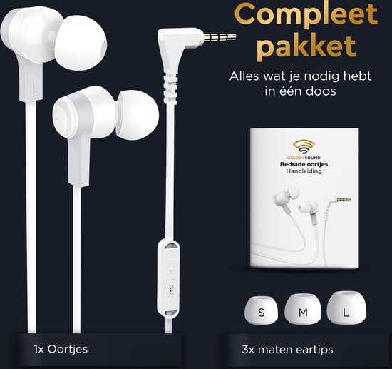 Golden Sound Ecouteurs filaires - Embouts en silicone - Prise jack 3,5 mm - Ecouteurs avec fil et microphone