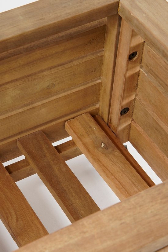 Mica Decorations Glenwood Jardinière carrée sur roues pour extérieur - L35 x L35 x H35 cm - Bois d'acacia - Marron