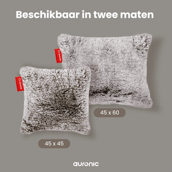 Auronic Heat Pillow - Teddy - 45x45 - Sans fil - Rechargeable - Oreiller électrique - Infrarouge - Gris