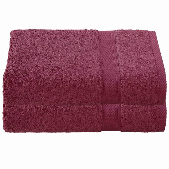 De Witte Lietaer Serviette de bain Stephanie Beet Red - Lot de 2 pièces - 70 x 140 cm - Rouge - Coton