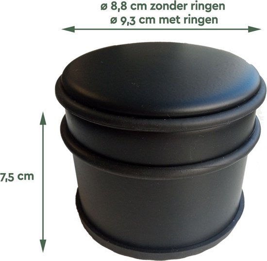 BRASQ Butoir de porte avec antidérapant Noir 1.1 Kg - Pour l'intérieur et l'extérieur - Butoir de porte avec protection en caoutchouc Ø9 x 7.5 cm